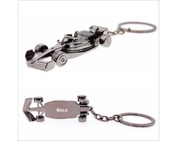 F1 Auto Sleutelhanger - Met Naam - Niels - Model 2024 - Gunmetal Black