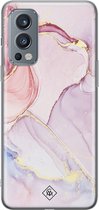 Casimoda® hoesje - Geschikt voor OnePlus Nord 2 - Marmer roze paars - TPU - Backcover - Paars - Marmer