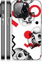 TPU Bumper iPhone 14 Pro GSM Hoesje met Zwarte rand Skull Red
