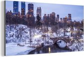 Wanddecoratie Metaal - Aluminium Schilderij Industrieel - New York - Central Park - Winter - 120x60 cm - Dibond - Foto op aluminium - Industriële muurdecoratie - Voor de woonkamer/slaapkamer