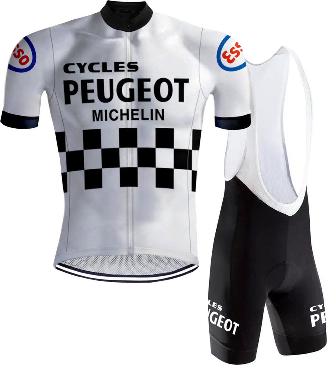 Retro Wielertenue Peugeot Wit/Zwart - REDTED - XXL