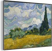 Champ de blé aux cyprès - Peinture de Vincent van Gogh Aluminium 40x30 cm - petit - Tirage photo sur Aluminium (décoration murale en métal)