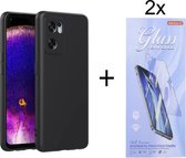 Hoesje Geschikt voor: Oppo Find X5 Lite Silicone - Zwart + 2X Tempered Glass Screenprotector - ZT Accessoires