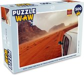 Puzzel Foto vanaf een pick-up truck midden in de woestijn van Wadi Rum - Legpuzzel - Puzzel 500 stukjes