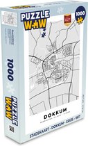 Puzzel Stadskaart - Dokkum - Grijs - Wit - Legpuzzel - Puzzel 1000 stukjes volwassenen - Plattegrond