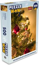 Puzzel Een kerstboom met gekleurde kerstballen - Legpuzzel - Puzzel 500 stukjes - Kerst - Cadeau - Kerstcadeau voor mannen, vrouwen en kinderen
