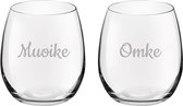 Gegraveerde Drinkglas 39cl Muoike & Omke