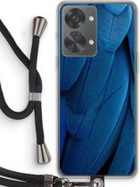 Case Company® - Hoesje met koord geschikt voor OnePlus Nord 2T hoesje met Koord - Pauw - Telefoonhoesje met Zwart Koord - Bescherming aan alle Kanten en Over de Schermrand