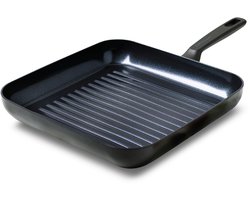 GreenPan Memphis keramische anti-aanbak vierkante grillpan 28 cm - inductie pan - inductie grillpan - ovenbestendig tot 160°C - vaatwasserbestendig - koelgrepen - zonder deksel - PFAS-vrij