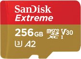 SanDisk Extreme MicroSDXC 256GB - 190/130 mb/s - A2 - V30 - SDA - Rescue Pro DL 1Y - Inclusief SD Adapter