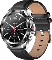 Belesy® XTRA - Smartwatch Heren – Smartwatch Dames - Horloge – Stappenteller – Calorieën - Hartslag – Bel functie - Je eigen foto als wijzerplaat - Kleurenscherm - Full Touch – Zwart - Leer - Moederdag