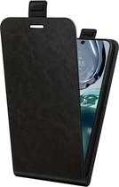 Motorola Moto G62 Flipcase (omlaag) hoesje - Just in Case - Effen Zwart - Kunstleer