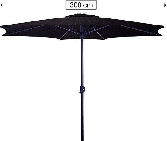 Aufun 350cm parasol, tuinscherm met zwengel, marktscherm, UV-bescherming 40 , tuinscherm, ronde