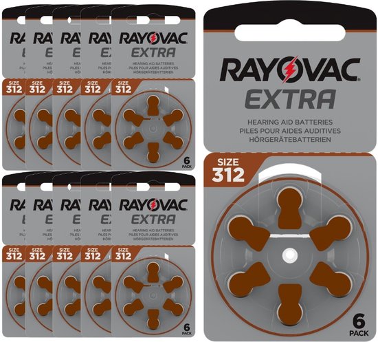 60 Batterijen voor gehoorapparaten Rayovac 312, 10 Plaquettes (PR41) |  bol.com