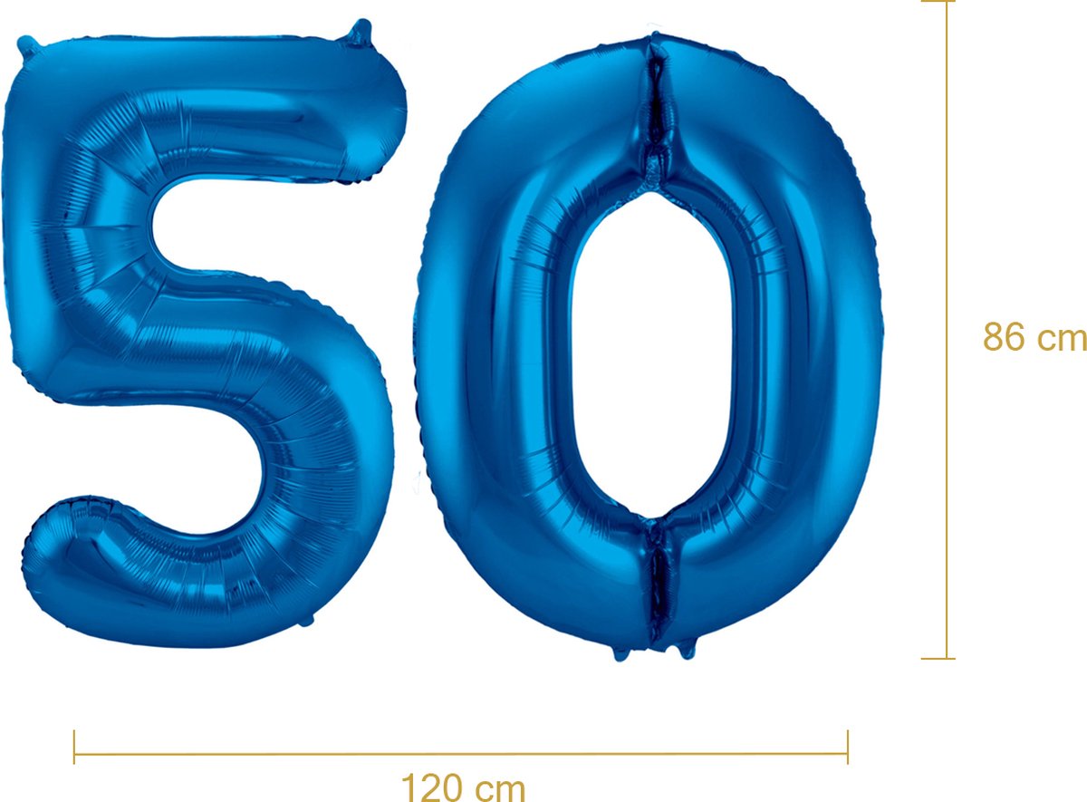 Ballon Cijfer 50 Jaar Blauw Helium Ballonnen Verjaardag Versiering Sarah Abraham Feest Versiering Met Rietje - 86Cm — afbeelding 2