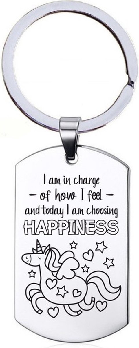 Sleutelhanger RVS - Happiness
