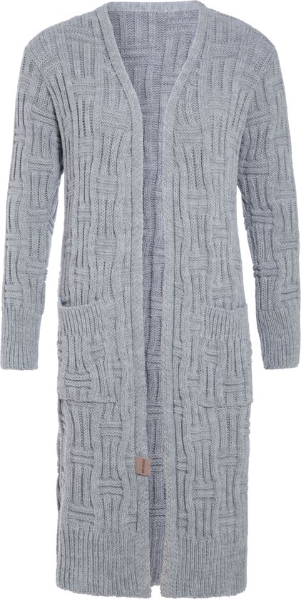 Knit Factory Bobby Long Knitted Cardigan Femme - Grijs clair - 36/38 - Avec poches latérales