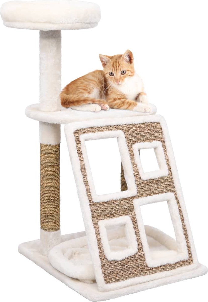 Decoways - Kattenmeubel met luxe kussens en krabpalen 89 cm zeegras