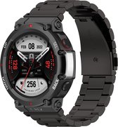Stalen Smartwatch bandje - Geschikt voor Amazfit T-Rex 2 stalen band - zwart - Strap-it Horlogeband / Polsband / Armband