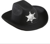 Widmann - Sheriff Kostuum - Cowboyhoed Zwart Met Sheriff Ster Kind - Zwart - Carnavalskleding - Verkleedkleding