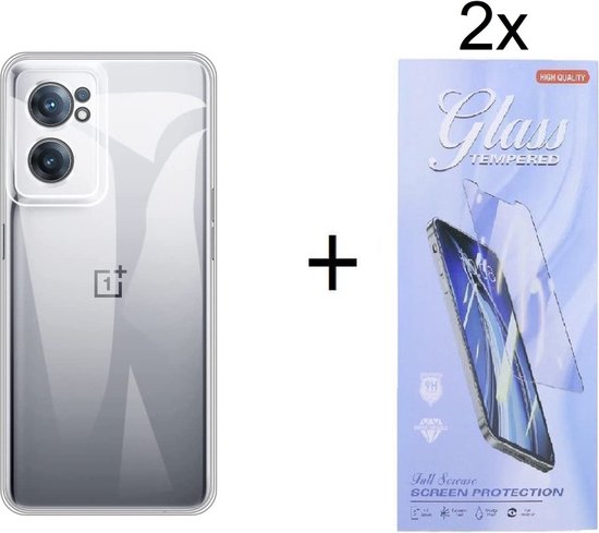 Coque en silicone OnePlus Nord CE 2 5G transparente + 2X protecteur d'écran en Tempered Glass trempé - ZT Accessoires