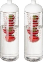 2x Transparante drinkflessen/waterflessen met  fruit infuser 850 ml - Sportfles