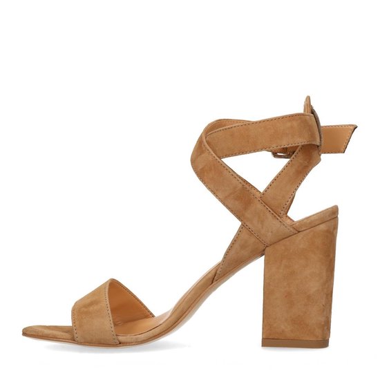 Zwarte sandaal met dikke hak | Plateau sandalen in zwart eco leer met hak