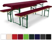 Beautissu Comfort XS gewatteerde bierbankkussentjes & tafelkleed voor bierbank 220x50cm donker rood