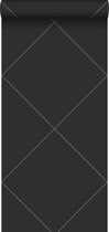 Origin Wallcoverings behangpapier grafische lijnen zwart en goud - 347719 - 0,53 x 10,05 m