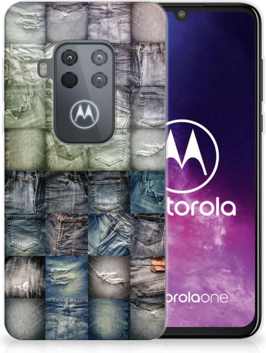 Silicone Back Cover Motorola One Zoom Spijkerbroeken