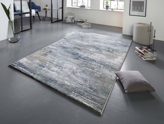 Foto: Design vloerkleed trappes elle decoration zilver blauw 120x170 cm