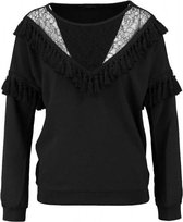 Superstrash zwart stevig soepel polyester stretch oversized blouse met sweater boorden - Maat  36