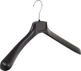 De Kledinghanger Gigant - 30 x Mantel / kostuumhanger kunststof zwart met schouderverbreding, 48 cm