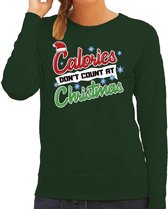 Foute Kersttrui / sweater - Calories dont count at Christmas - groen voor dames - kerstkleding / kerst outfit XS (34)