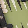 Afbeelding van het spelletje Leatherette Olijfgroen Backgammon - 48x30 cm - met Zwart & Ivoor