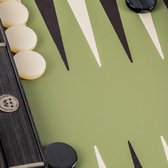 Leatherette Olijfgroen Backgammon - 48x30 cm - met Zwart & Ivoor