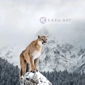 Afbeelding op acrylglas - Puma in de sneeuw