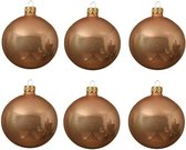 6x Donker parel/champagne glazen kerstballen 8 cm - Glans/glanzende - Kerstboomversiering donker parel/champagne