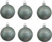 6x Mintgroene glazen kerstballen 8 cm - Glans/glanzende - Kerstboomversiering mintgroen