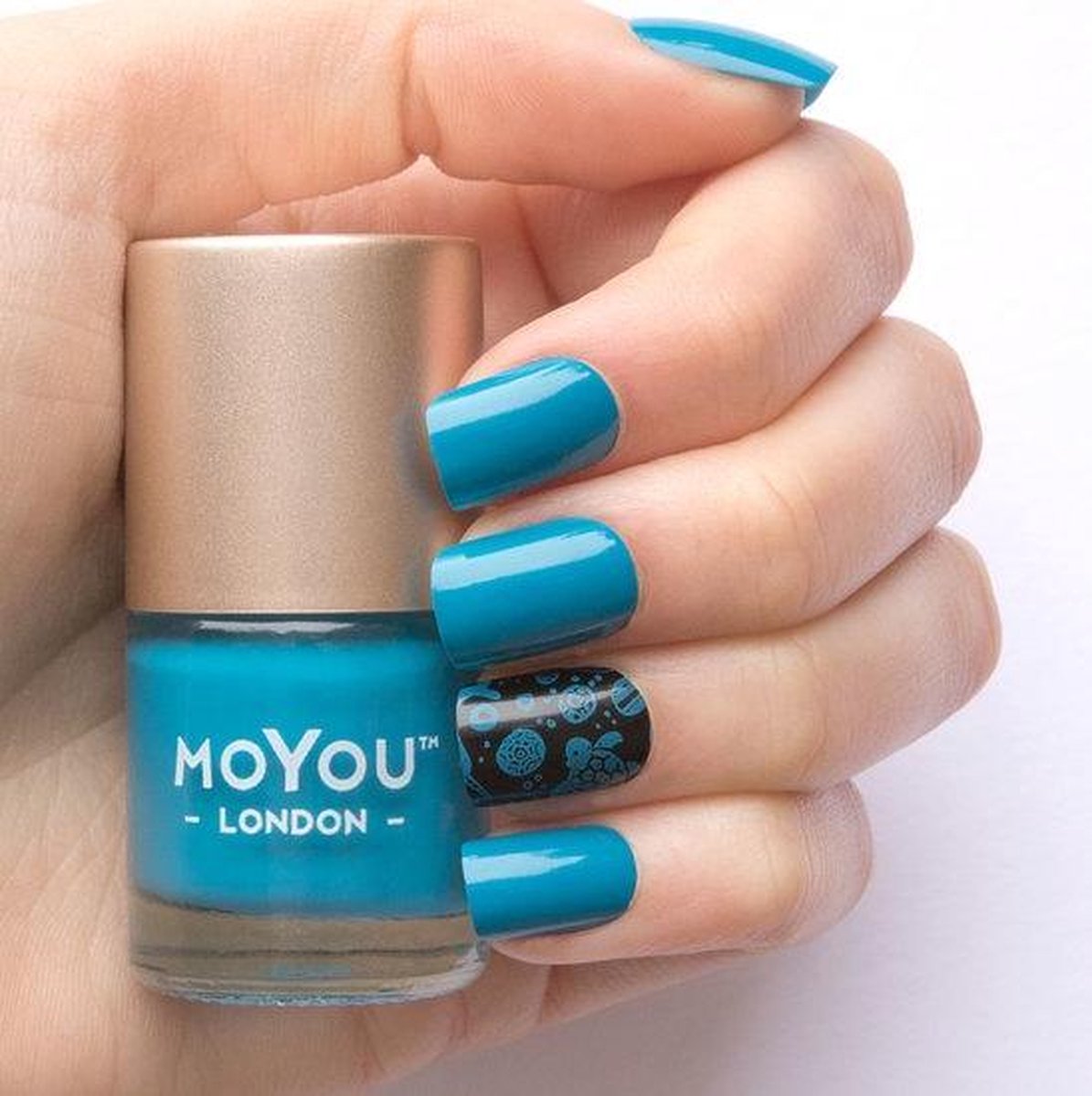 MoYou London - Nagellak om te Stempelen en Basis Lak Deep Ocean 9ml