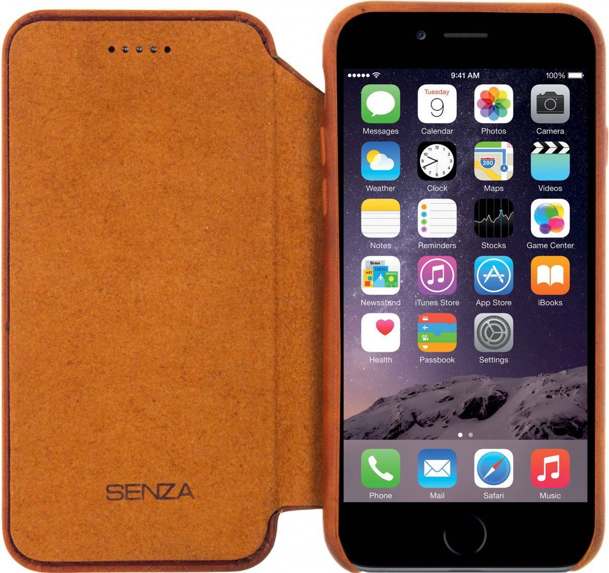 Senza Desire Skinny Leather Wallet Apple iPhone 6/6S Burned Cognac