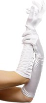 Witte lange glanzende handschoenen
