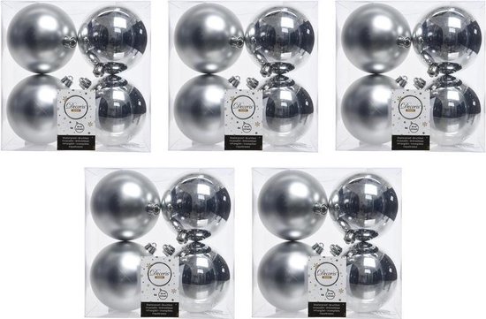 20x Zilveren kunststof kerstballen 10 cm - Mat/glans - Onbreekbare plastic kerstballen - Kerstboomversiering zilver