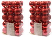 60x Kerst rode kunststof kerstballen 6 cm - Mix - Onbreekbare plastic kerstballen - Kerstboomversiering kerst rood