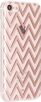 Xqisit Shell Zigzag Case iPhone 7 8 SE 2020 SE 2022 hoesje - Rose Gold Doorzichtig