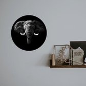 Schilderij Fotokunst Rond | Black Elephant | 75 x 75 cm | PosterGuru