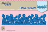 SDB082 Nellie Snellen Shape Die blue flower border - snijmal bloemenrand - gras met bloemen - bloem