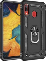 Xssive Anti Shock Back Cover met Magnetische Ringhouder voor Samsung Galaxy A40 - Zwart