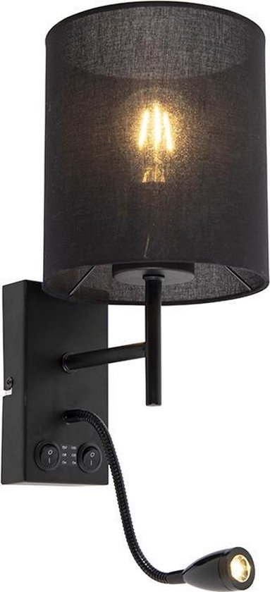 Componist Conclusie Afstudeeralbum QAZQA stacca - Moderne LED Wandlamp voor binnen - 1 lichts - D 200 mm -  Zwart -... | bol.com