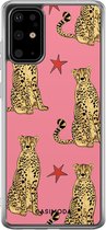Samsung S20 Plus hoesje siliconen - The pink leopard | Samsung Galaxy S20 Plus case | multi | TPU backcover transparant